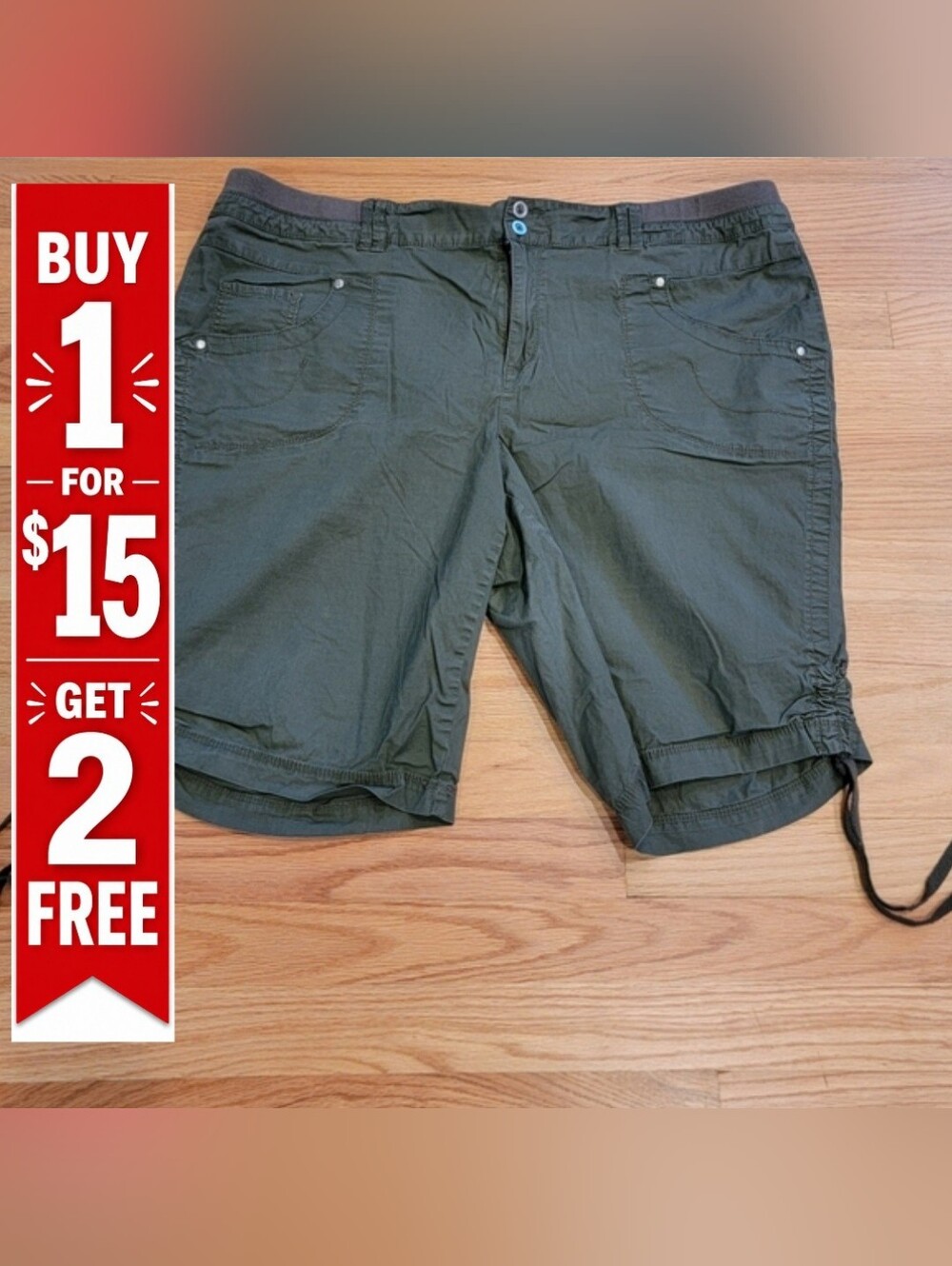 CJ Banks Women’s Olive Bermuda Shorts 18W‎